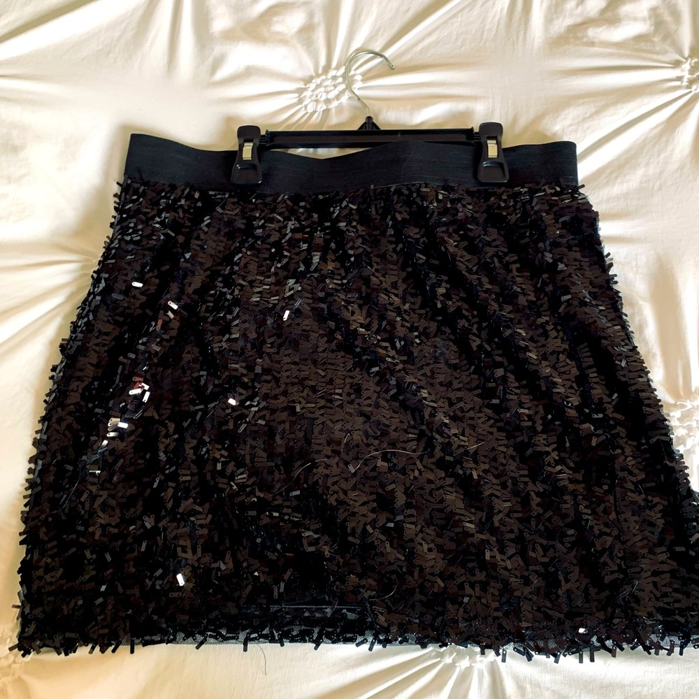 Black sequin mini skirt